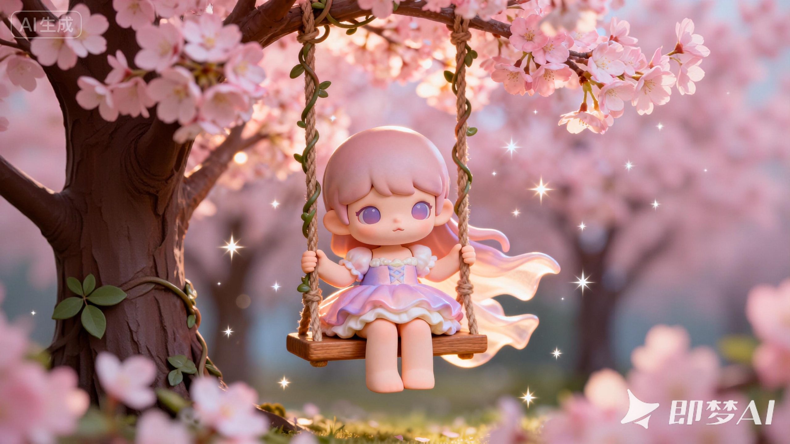 泡泡玛特手办背景秋千