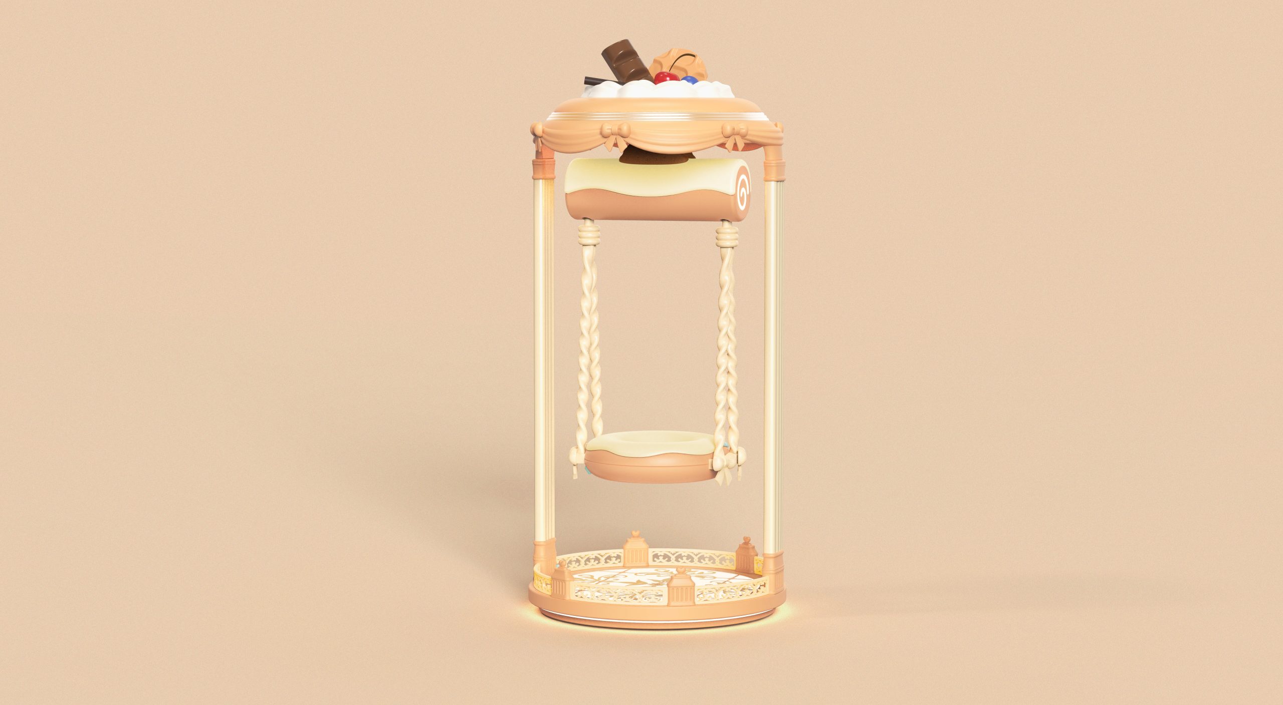 桌面手办秋千摆件黄油小熊